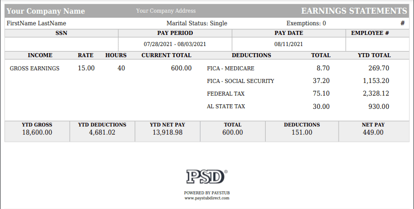 Easy Paystub Completed